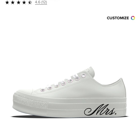 NEW 7. Custom Chuck Taylor All Star Lift Platform Wedding White - Picture 2 of 6
